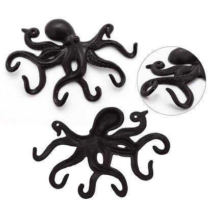 ChasBete Key Holder for Wall, Octopus Coat Hooks Wall Mounted Towel Hooks, Heavy Duty Key Hooks Decorative with 6 arms