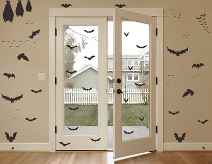 Mozamy Creative Halloween Bats Wall Decals Halloween Décor Black Bats Decals Halloween Decorations