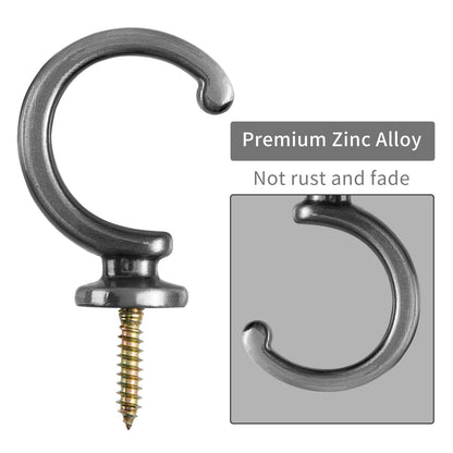 DeSS 2 Pack Curtain Holdbacks Curtain Tiebacks Hooks Wall Mounted Curtain Hooks for Window Drapery/Clothes/Coat/Hat/Towel (Silver Black)