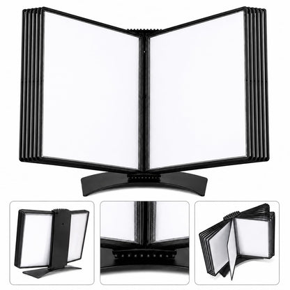Tarifold Desktop Document Display Stand & Reference Organizer, 10 Double-Sided Polypropylene Pockets, 20 Sheet Capacity, Easy-Load Design, Letter Size, Made in Denmark, Black