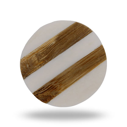 TRINCA-FERRO Set of 6 Ceramic Striped Round Bone Knob Kitchen Cabinet Cupboard Door Dresser Wardrobe and Drawer Pull for Bahtroom | Bedroom | Office | Kitchen