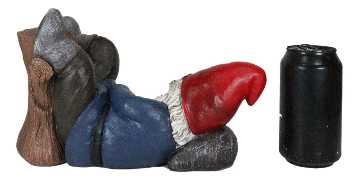 Ebros Gift Whimsical Festive Holiday Novelty Tipsy Drunk Mr Gnome Sleeping in Forest Near Squirrel Wine Bottle Holder Rack Caddy Stand Figurine As Kitchen Dining Bar Countertop Decorative Accent