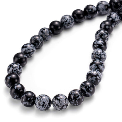 BEADIA Natural Snowflake Obsidian Stone Round Loose Semi Gemstone Beads for Jewelry Making 8MM 44PCS