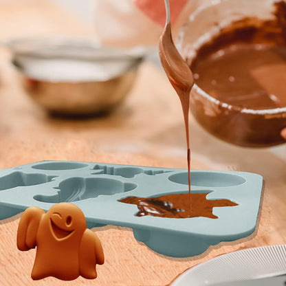 Cartoon Spooky Silicone Molds, 2 Pack Halloween Themed Elf Molds for Aromatherapy Candles Chocolate Pudding Dessert Jelly Handmade Soap Cupcake Topper for Halloween Party Props