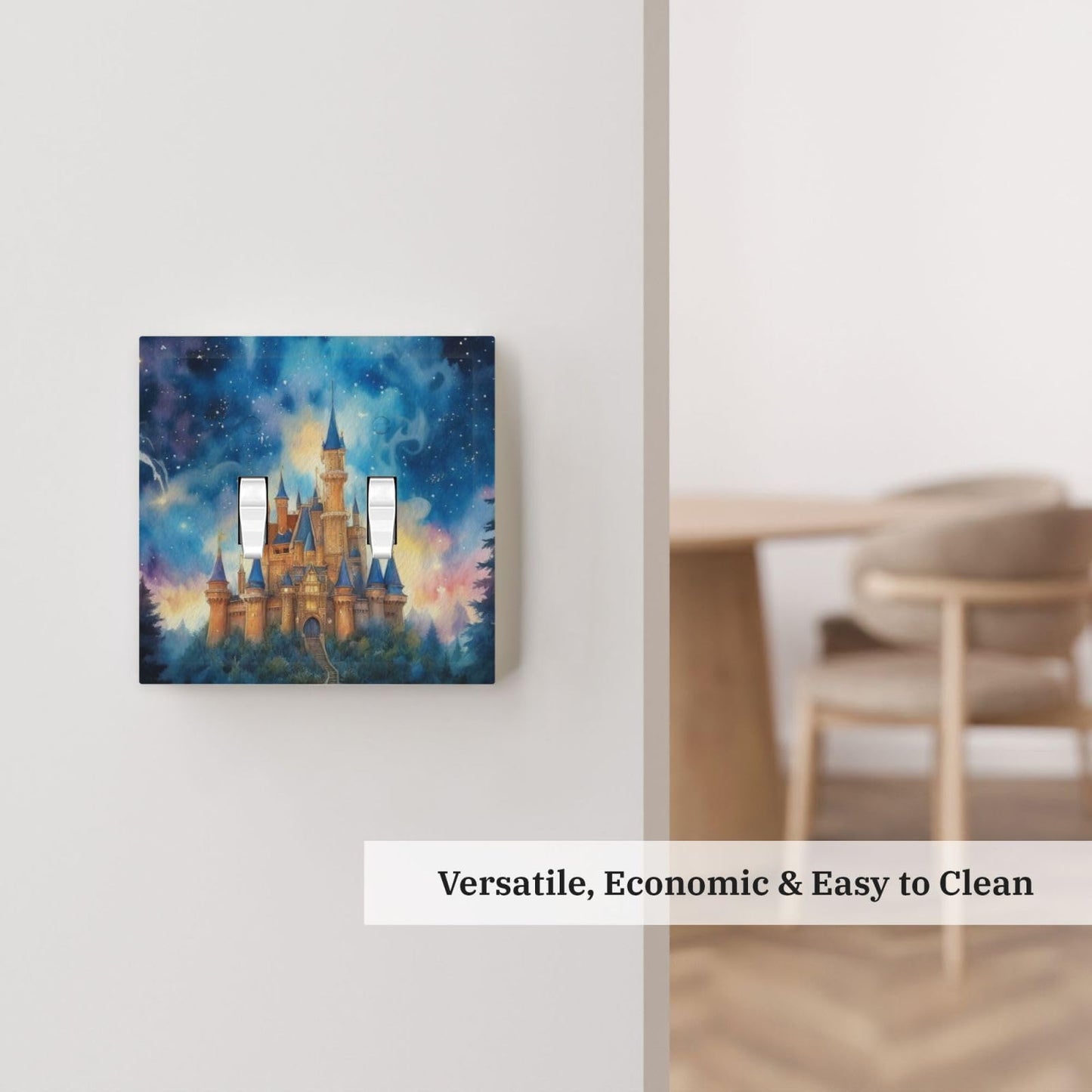 Decorative Art Light Switch Covers Enchanted Castle 2 Gang Double Toggle Wall Plate Decorative Switchcover Electrical Switchplate for Home Decor