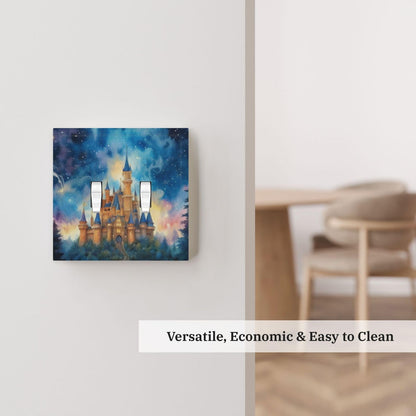 Decorative Art Light Switch Covers Enchanted Castle 2 Gang Double Toggle Wall Plate Decorative Switchcover Electrical Switchplate for Home Decor
