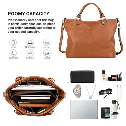 Kattee Women's Soft Leather Tote Bag, Top Satchel Purses and Handbags (Burnt Orange)