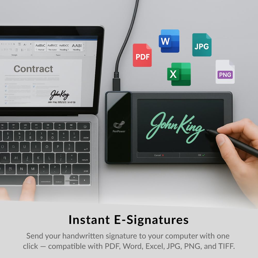 PenPower ePaper SignPad - e-Signature on MS Word, PDF, JPG and PNG with timestamp