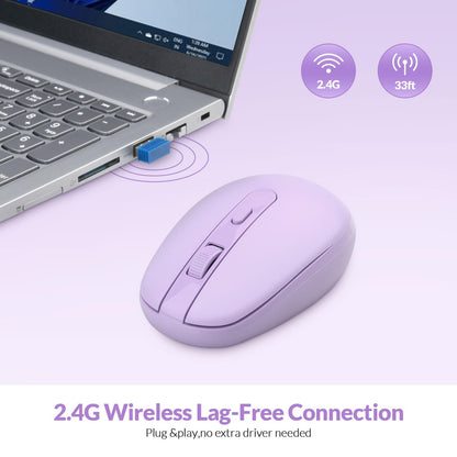 Rii Wireless Mouse RM700 2.4G Silent Mouse with USB Nano Receiver for Laptop,PC,Mac,Chromebook,Windows (Pink)