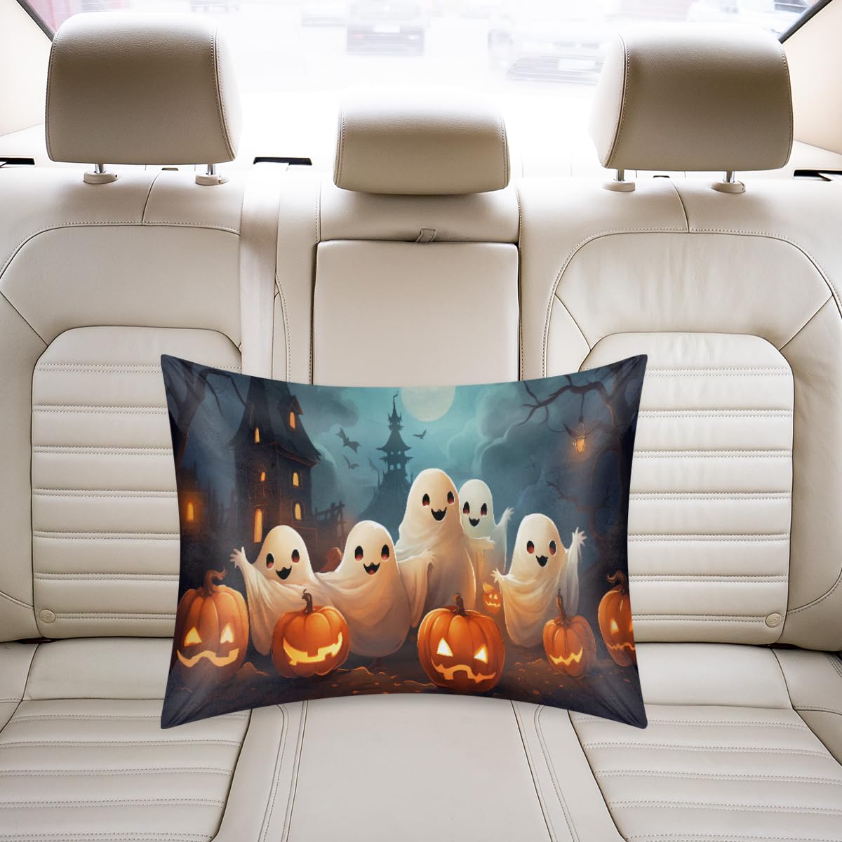 Halloween Satin Silk Pillowcase for Hair and Skin Halloween Ghosts Pillow Cases Standard Size Soft Silk Pillow Case with Envelope Closure Satin Cooling Pillow Covers (20x26 in) 1 Pack