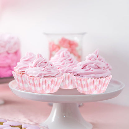 Whaline 300 Pcs Pink Plaid Cupcake Liner Paper Pink Checkered Muffin Liner Baking Cups 2 x 1.2 Inch Cute Cupcake Wrappers for Baby Bridal Shower Wedding Birthday Party Supplies