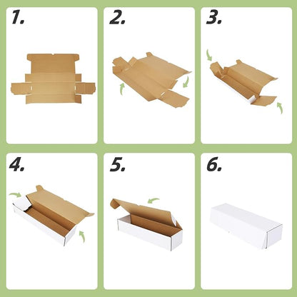 PHAREGE 10 Pack Trading Card Storage Boxes White for 4000 Count 35pt Cards | Baseball Card Storage, Sport Card Shipping, Flat Bottom, Shape Well, Easy Fold, Easy Open, DIY Cardboard, Self-locking