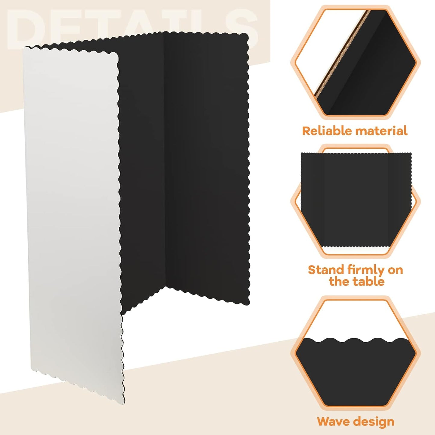 Henoyso 8 Pieces Tri Fold Poster Board Lightweight Fold Presentation Board for Science Fair Display(36 x 48 Inch,Black)