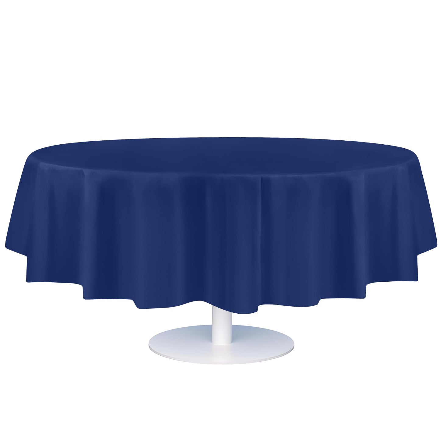 Grandipity 12 Pack Premium Disposable Plastic Tablecloth 84" Inch Decorative Round Table Cover - Navy Blue