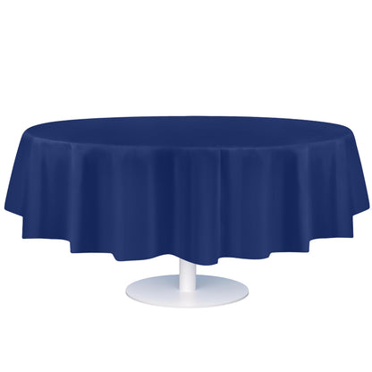 Grandipity 12 Pack Premium Disposable Plastic Tablecloth 84" Inch Decorative Round Table Cover - Navy Blue