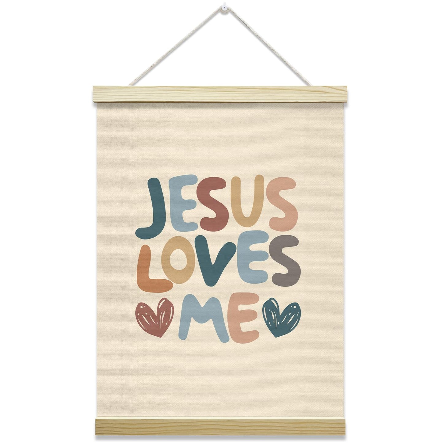 Jesus Loves Me Poster Hanger Frame, Inspirational Bible Verses Posters Canvas Wall Art for Nursery Playroom Home Bedroom Decor, 12x16 Inches -016