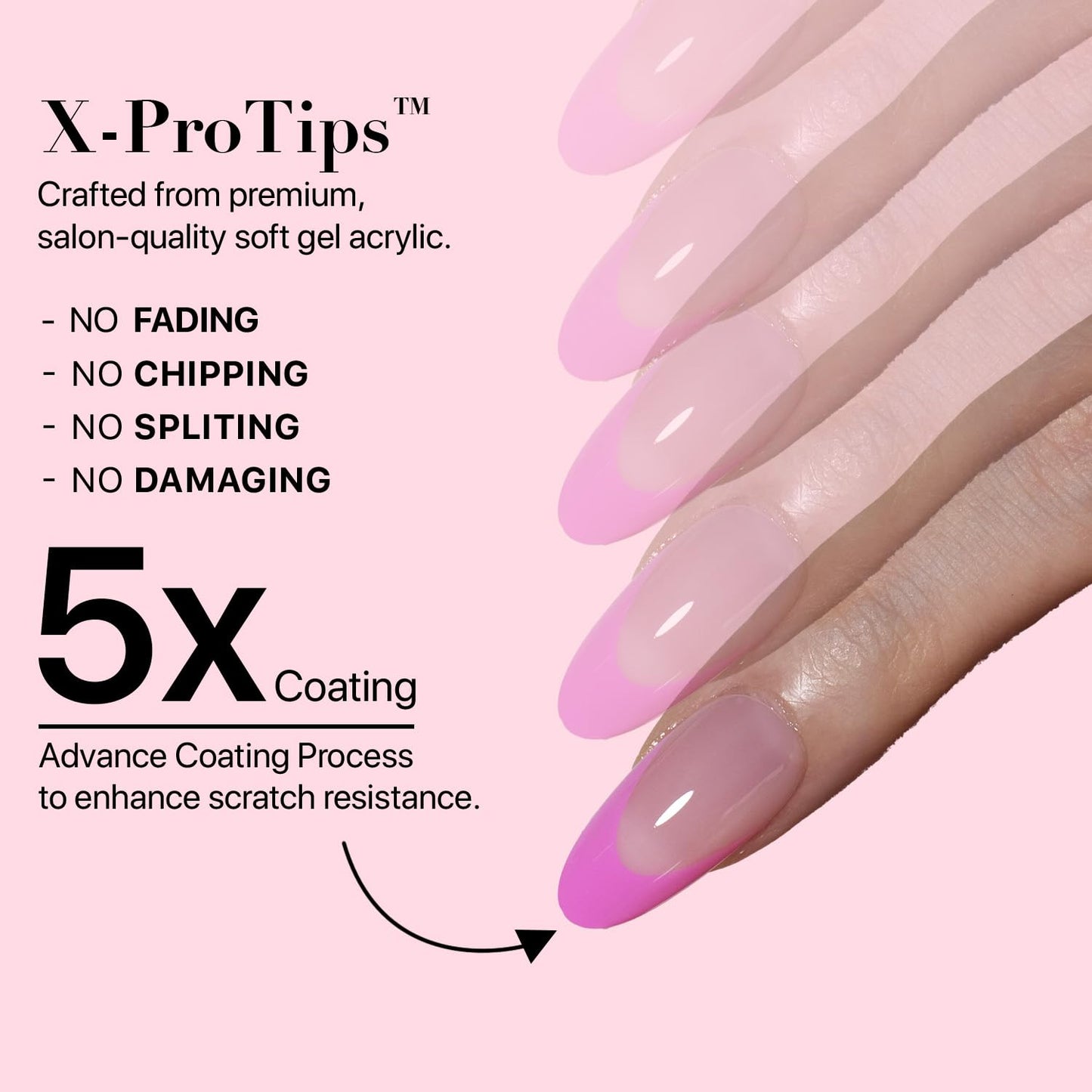 SXC Cosmetics French Tip Press On Nails - Skin Tone Nude and Color Series, Short Coffin X-Pro Tips Starter Kit ST119KIT