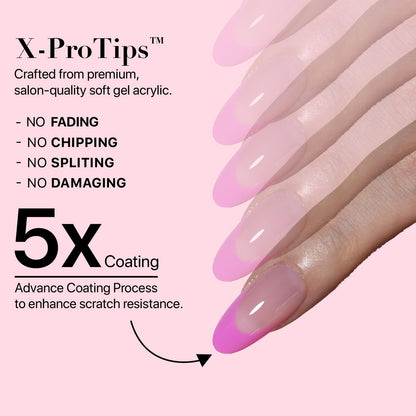 SXC Cosmetics French Tip Press On Nails - Skin Tone Nude and Color Series, Short Coffin X-Pro Tips Starter Kit ST119KIT