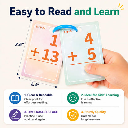 Alened Addition and Subtraction Flash Cards, Math Facts Flashcards 1-20, Math Manipulatives Games for Kindergarten, 1st, 2nd, 3rd, 4th, 5th, 6th Grade Kids Ages 4-12-56cards