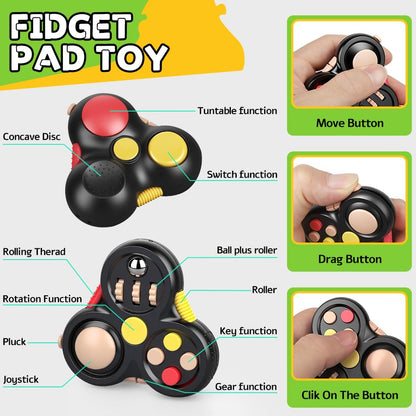 5 PCS Fidget Toys Set for Adults, Fidget Slider, Fidget Cube, Spinner Toy, Keyboard Clicker Toy, Fidget Pad, Cool Gadgets Office Desk Toy for Men Teen Gift