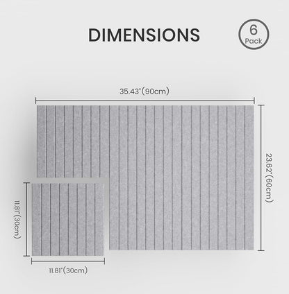Felt Bulletin Board 36"x 24"-6 Felt Tiles Cork Board Wall Panels Home Office Wall Fabric Pin Board for Classroom/Kids Art Display/Photo Picture Wall/Acoustic,Self-Adhesive,Light Grey