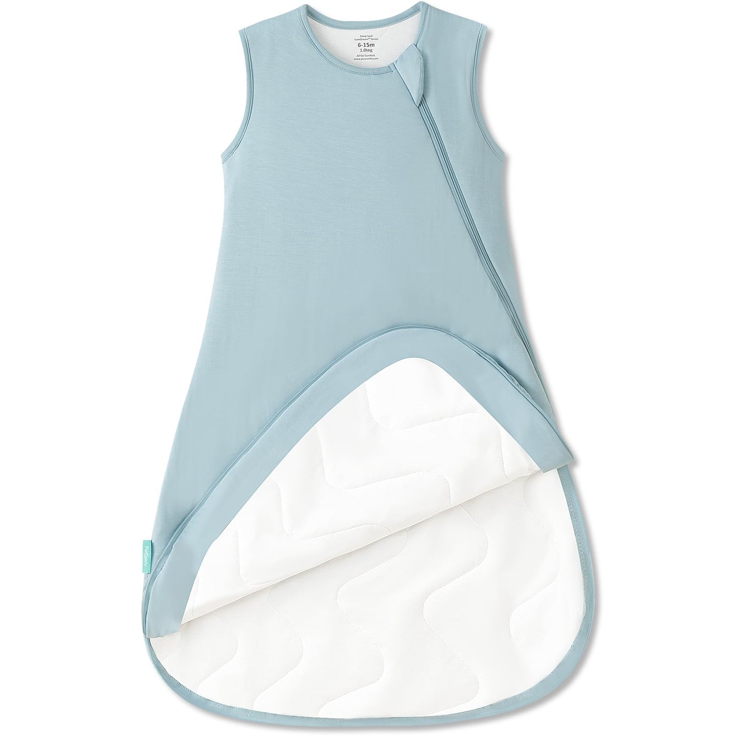 PurComfy Supersoft Sleep Sack 1.0 TOG, Premium Bamboo Viscose Baby Sleeping Bag, 2-Way Safe Zipper Sleep Sacks 6-15 Months (Slate)