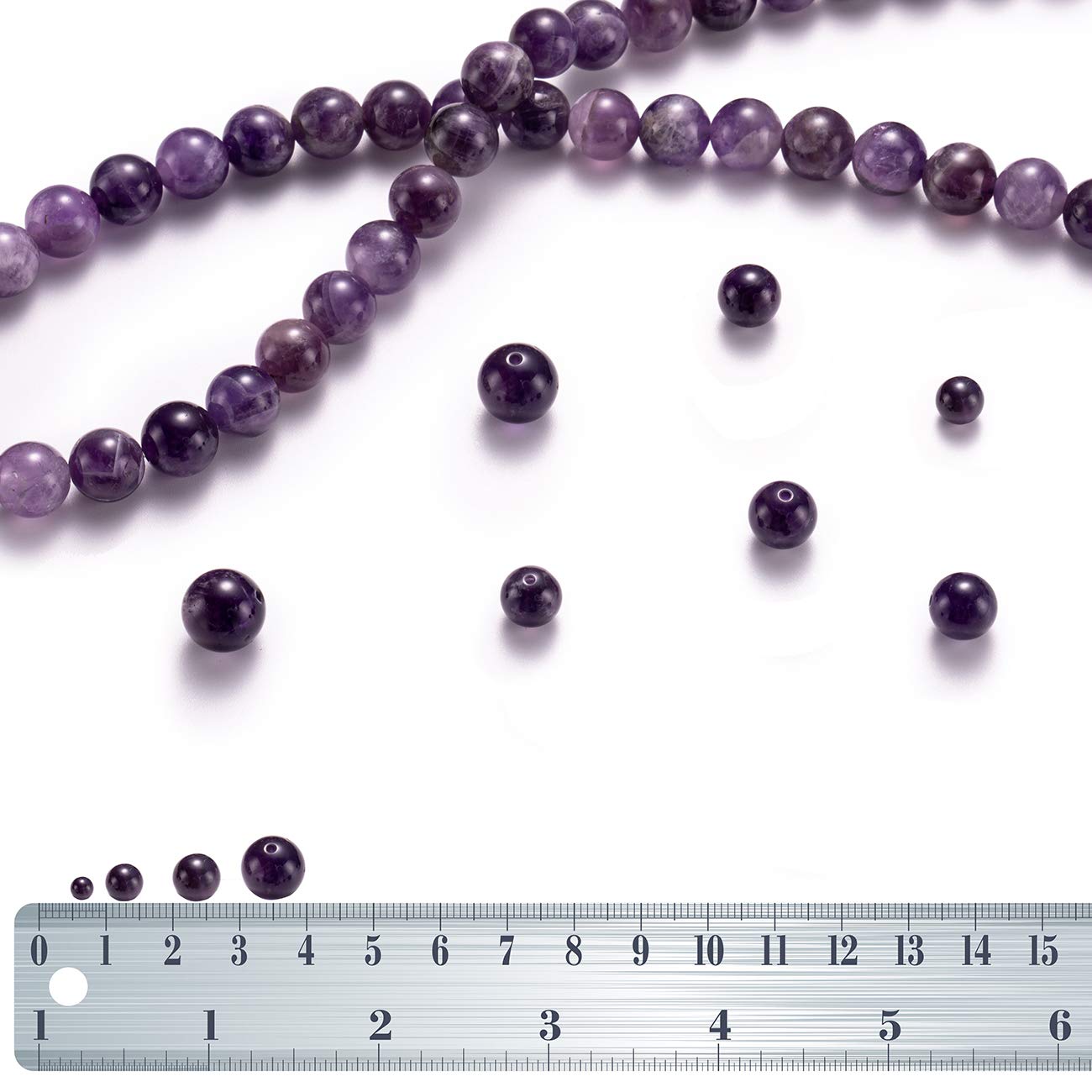 BEADIA Natural Amethyst Crystal Stone Round Loose Semi Gemstone Beads for Jewelry Making 10MM 38PCS