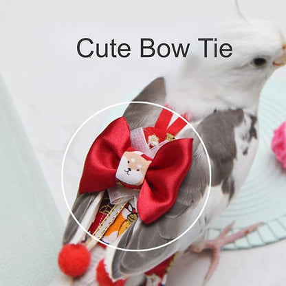 Bird Flight Suits Diapers, Parrot Flight Suits Diapers for Monk Parakeets, Cockatiels Flight Suits, Parrot Clothes, Bird Training Nappy Suit Liners Clothes (M, Red-B)