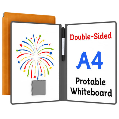 Small Dry Erase Board,12" x 9" Portable Dry Erase White Board,Double-Sided Folding Whiteboard with Pen(Orange)