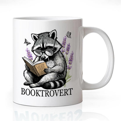 WHTYEFZ Booktrovert Coffee Mug, Cute Raccoon Theme Gifts for Raccoon Introverted Reader Book Lover Bibliophile Bookworm Homebody, Birthday Gifts for Book Club Member Librarian Avid Reader Bookworm