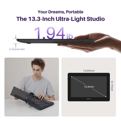 GAOMON PD1320 Pen Display Drawing Tablet, 13.3 Inch Full Laminated 120% sRGB Graphics Monitor with Tilt Support for Artists, Design, Animation - Compatible with Windows/Mac/Android