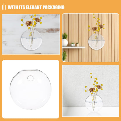 Happyyami 2pcs Wall Hanging Planter Terrariums Hydroponic Glass Vases Indoor Wall Plant Holders Decorative Hanging Pots for Home Décor