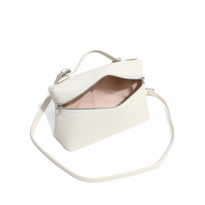 Crossbody Bag for Women Top-Handle Pouch Mini Bag Designer Shoulder Leather Handbag Trendy Purse (Beige)
