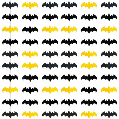 Cheerland Bat Birthday Decorations Black and Yellow Super Hero Birthday Party Supplies Bat Themed Streamers Photo Backdrop Hanging Paper Comic Book Superhero Garland Kids Party Supplies Decor 10 Pcs