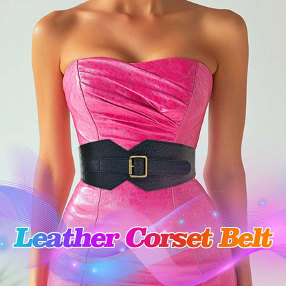 COSYDAYS Black Corset Belt Leather Wide Stretchy Waist Belts Fashion Elastic Waistband Accessories for Women (Black)