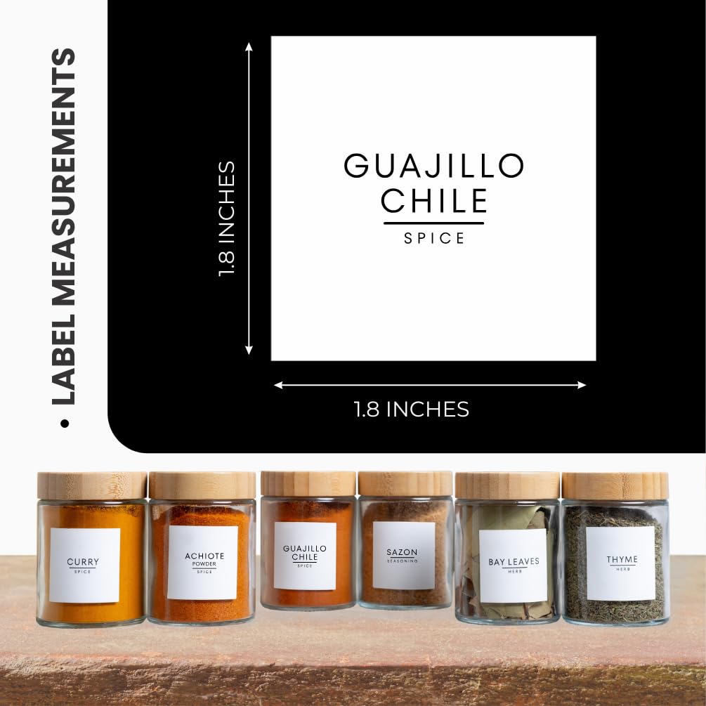 312 Spice Label Stickers Including Mexican Spices for Spice Jars, Storage Spice Organization and 120 Best by Labels for Kitchen Organization- Mexican Spice Collection (White, Square)