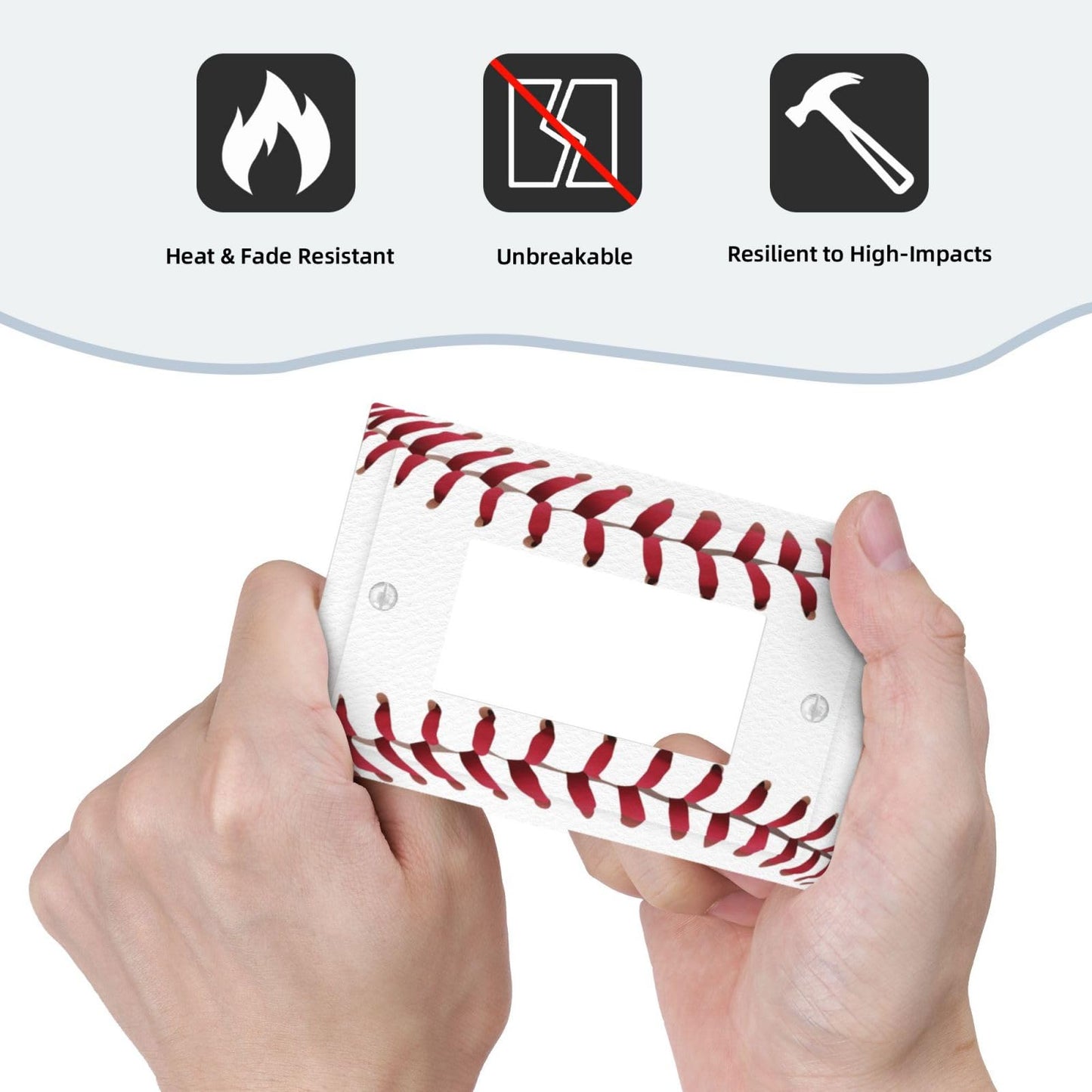 Spshian Outlet Covers Baseball Sports Cool Red White 1 Gang Light Switch Cover Plate Single Rocker Switch plate Covers Decorative Wall Plates Electrical GFCI Receptacle for Bathroom Bedroom Decor