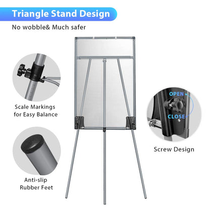 Easel Whiteboard - Magnetic Portable Dry Erase 36 x 24 Tripod Height Adjustable, 3' x 2' Flipchart Easel Stand White Board for Office (36x24 Gray)
