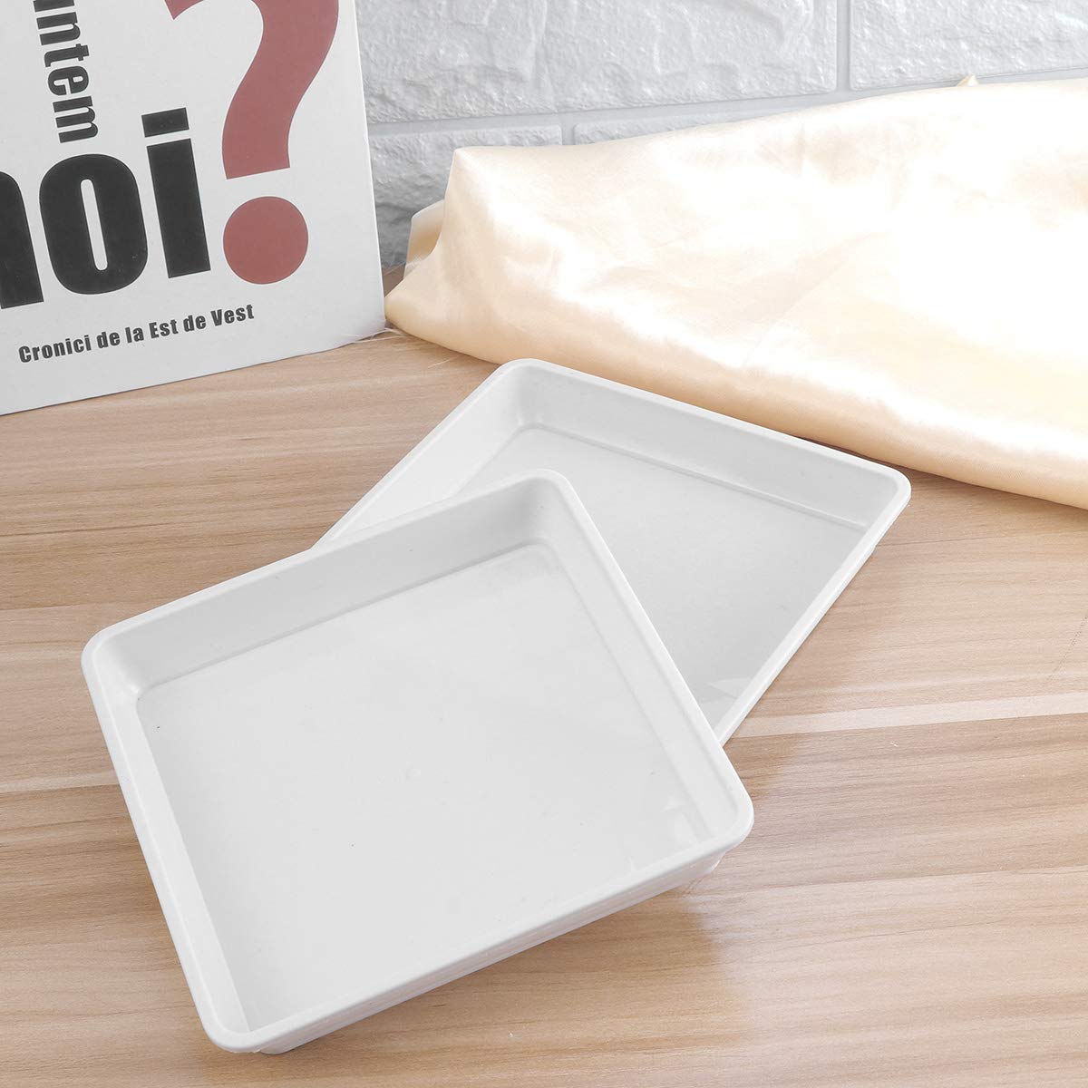 Yardwe 10Pcs Square Plant Saucers, Plastic Drip Tray for Potted Plants, Indoor & Outdoor Flower Pot Water Catcher, 5.9 X 5.9 X 0.9 Inch, White