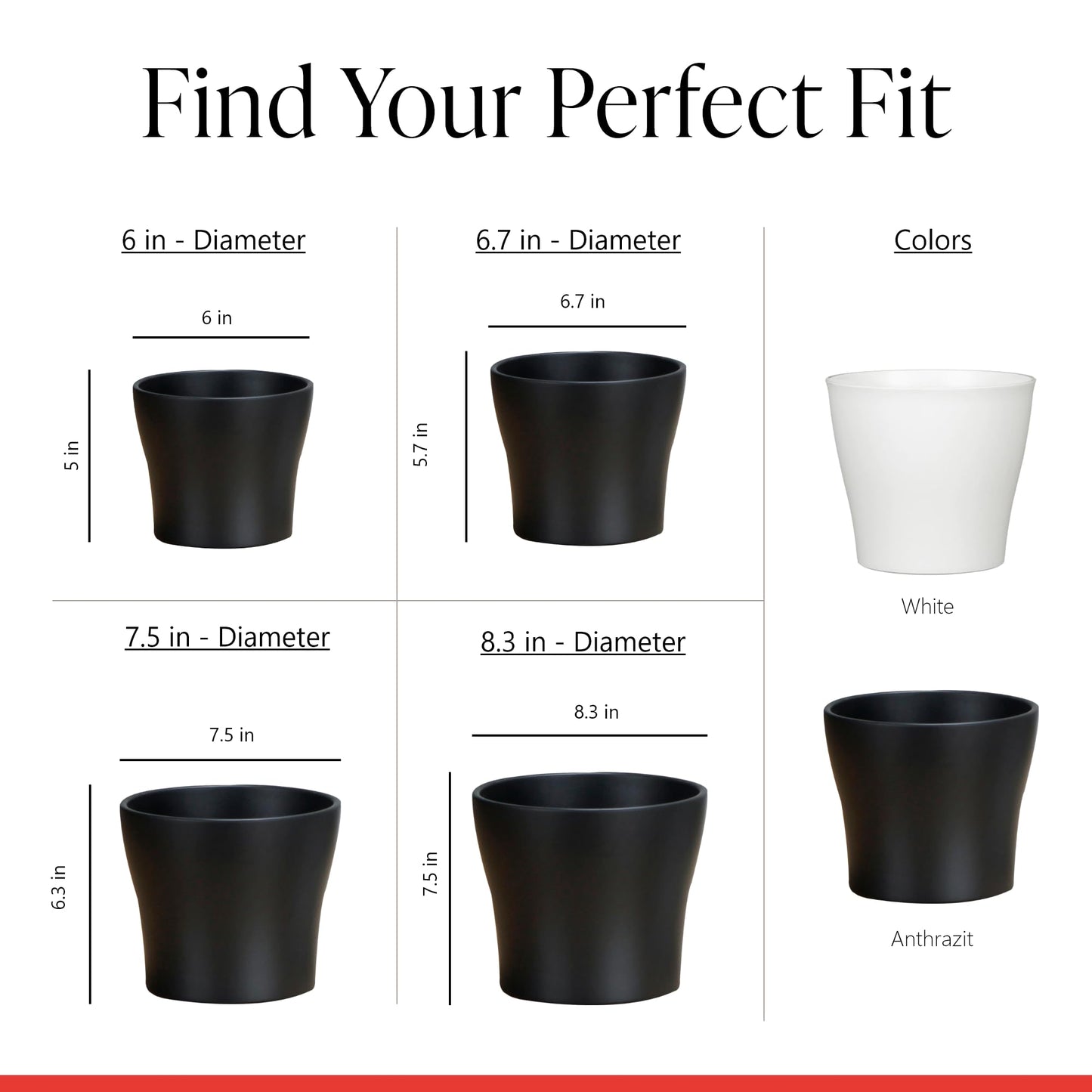 Scheurich Set of 2 Classic Anthrazit Ceramic Plant Pots – 8.3" Decorative Pots for Indoor Plants - Waterproof&UV-Resistant Planters - Durable, Break-Resistant Design - Made in Germany - 1.1 gal