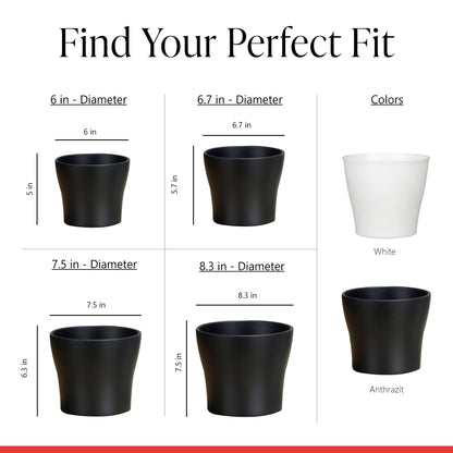Scheurich Set of 2 Classic Anthrazit Ceramic Plant Pots – 8.3" Decorative Pots for Indoor Plants - Waterproof&UV-Resistant Planters - Durable, Break-Resistant Design - Made in Germany - 1.1 gal