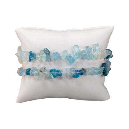 Natural Gemstone Bracelets, Chakra Crystal Healing Chip Stretch Bracelets, Gemstone Polished Irregular Crystals, Crystal Irregular Chips Beads Stretch Bracelets (Aquamarine)