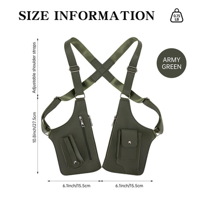 Pawbena Double Shoulder Armpit Bag for Men, Anti-Theft Underarm Shoulder Holster Bag with Adjustable Strap, Hidden Phone Wallet Pocket for Travel & Daily Commute (Army Green)
