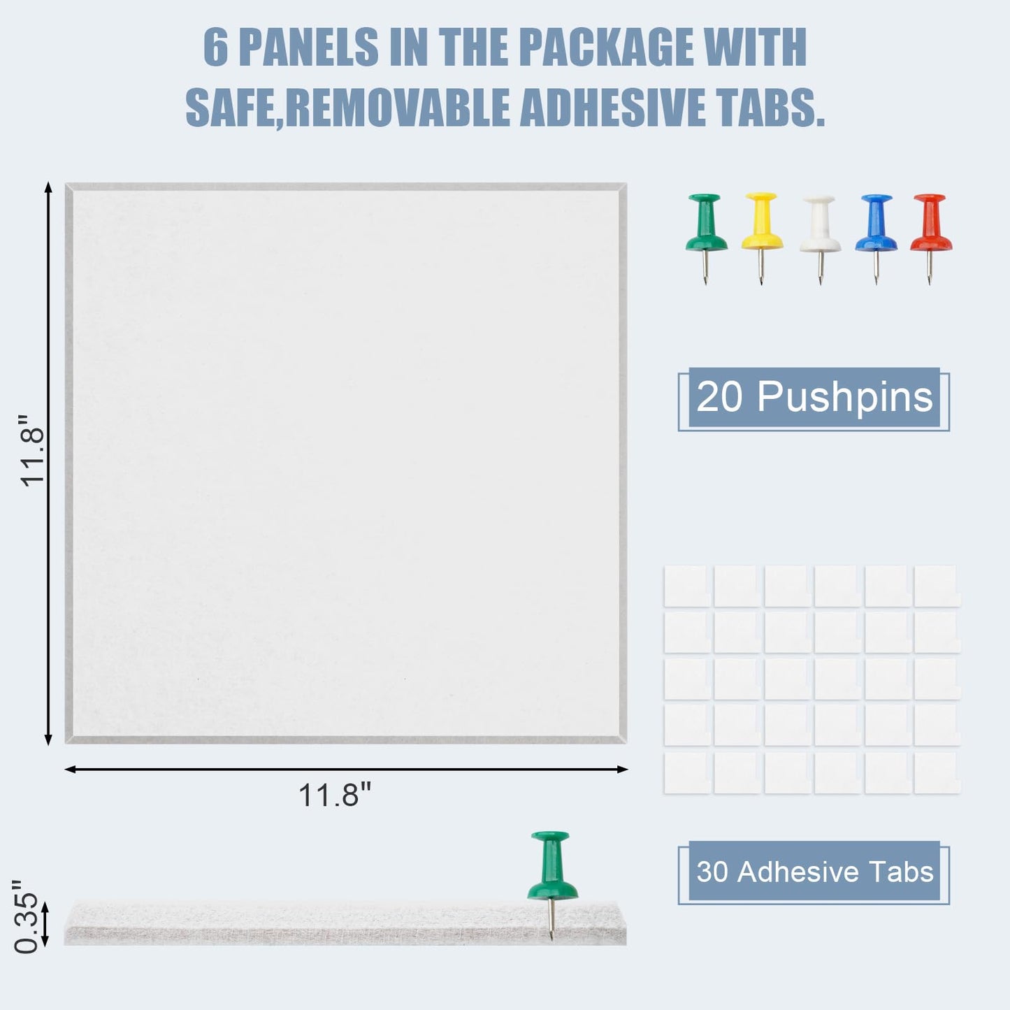 Large Cork Board Alternative 36" X 24" Bulletin Board - 6 Pack Removable Felt Wall Tiles, Cork Wall Tiles Bulletin Board Home Office Essentials - Warm White