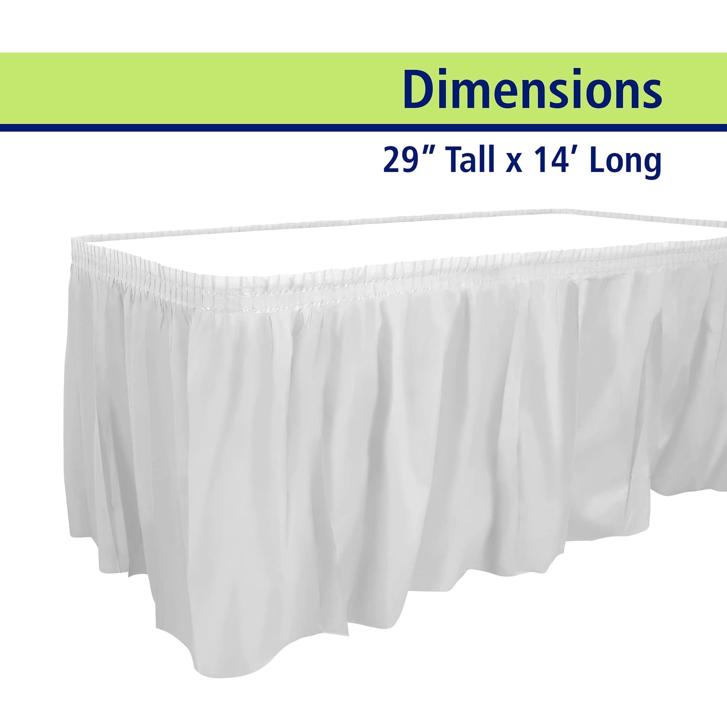 Party Dimensions Plastic Table Skirt, 29-Inches by 14-Feet - White - 6 Pack