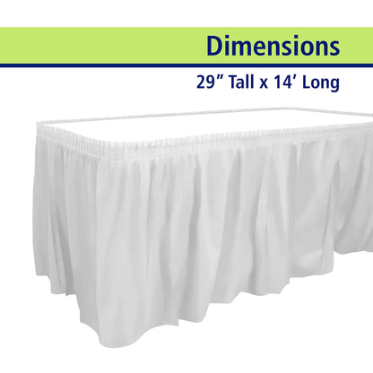 Party Dimensions Plastic Table Skirt, 29-Inches by 14-Feet - White - 6 Pack