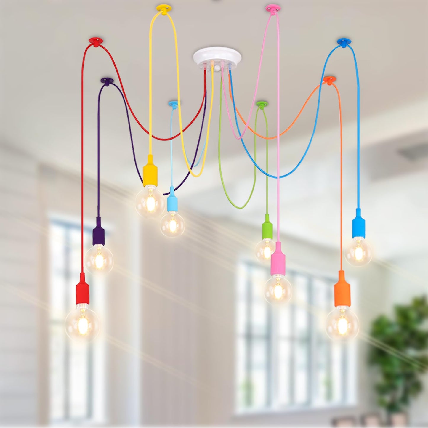 Ymlii Colorful Spider Chandelier, E26 Kids Ceiling Light for Bedroom Playroom