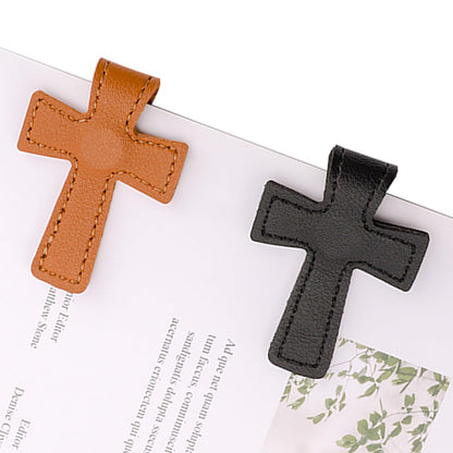 2 Pcs Bible Magnetic Bookmarks - Easter Verse Cross Christian Leather Bookmark for Women & Men, Double-Sided Magnetic Page Clips, Religious Gift for Easter Readers Father's Day Gift (Black+Brown)