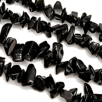 PLTbeads 5-8mm Natral Healing Gemstone Waist Bracelets Necklace Kit Irregular Stone DIY Crafts Design Jewelry Making 1 Strand per Bag Approxi 34 inch (Black Obsidian Chips)