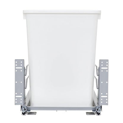 Rev-A-Shelf Double 35 Qt Pullout Trash Cans with Soft-Close for Under Kitchen Cabinets, Min Opening Width of 14.5", White, 53WC-1835SCDM-211